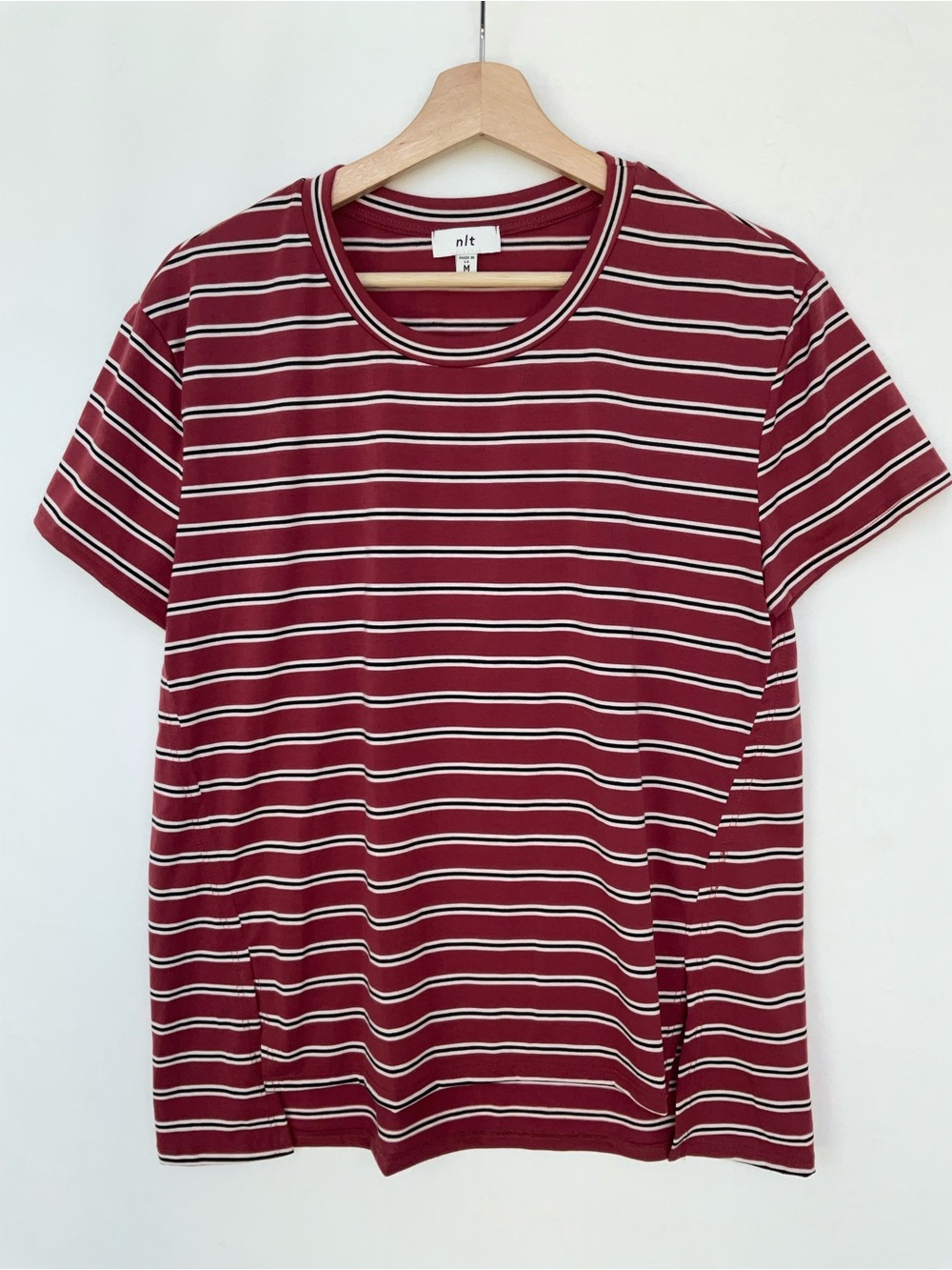 nlt Burgundy Stripe Short Sleeve Tee